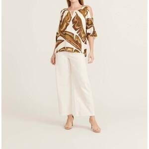 NEW ZINZANE banana leaf peasant top in off white